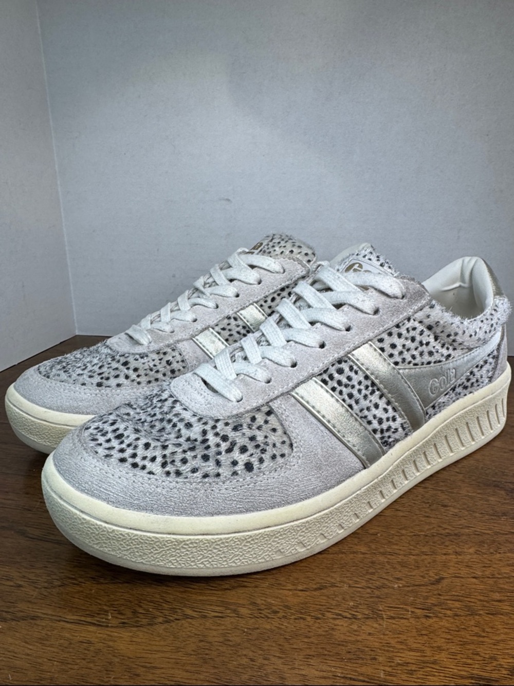 Gola Womens Grandslam Savanna Sneakers, Black Silver White Cheetah Print, sz 9